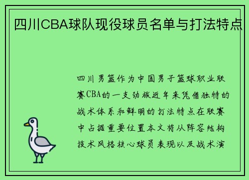 四川CBA球队现役球员名单与打法特点